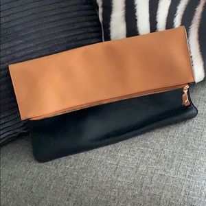 Leather Black & Tan Reversible Clutch